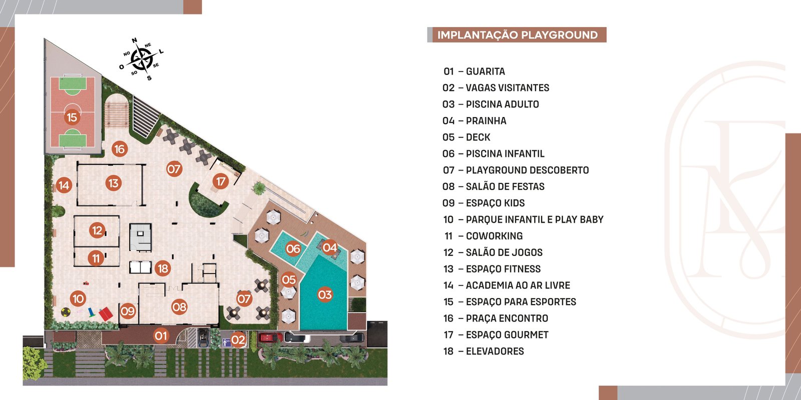 Implantação completa — playground e áreas comuns